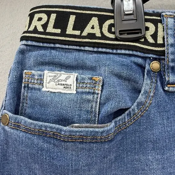 Karl Lagerfeld Paris Jeans Women's 16 Blue Cannes Straight High Rise L2TK2276 - Picture 5 of 14